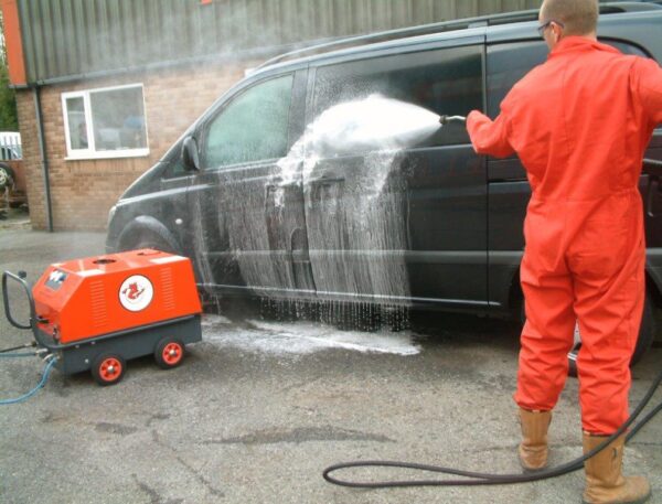 Electric & Paraffin Hot Water Pressure Washer - In Action 1 Electric & Paraffin Hot Water Pressure Washer - In Action 1