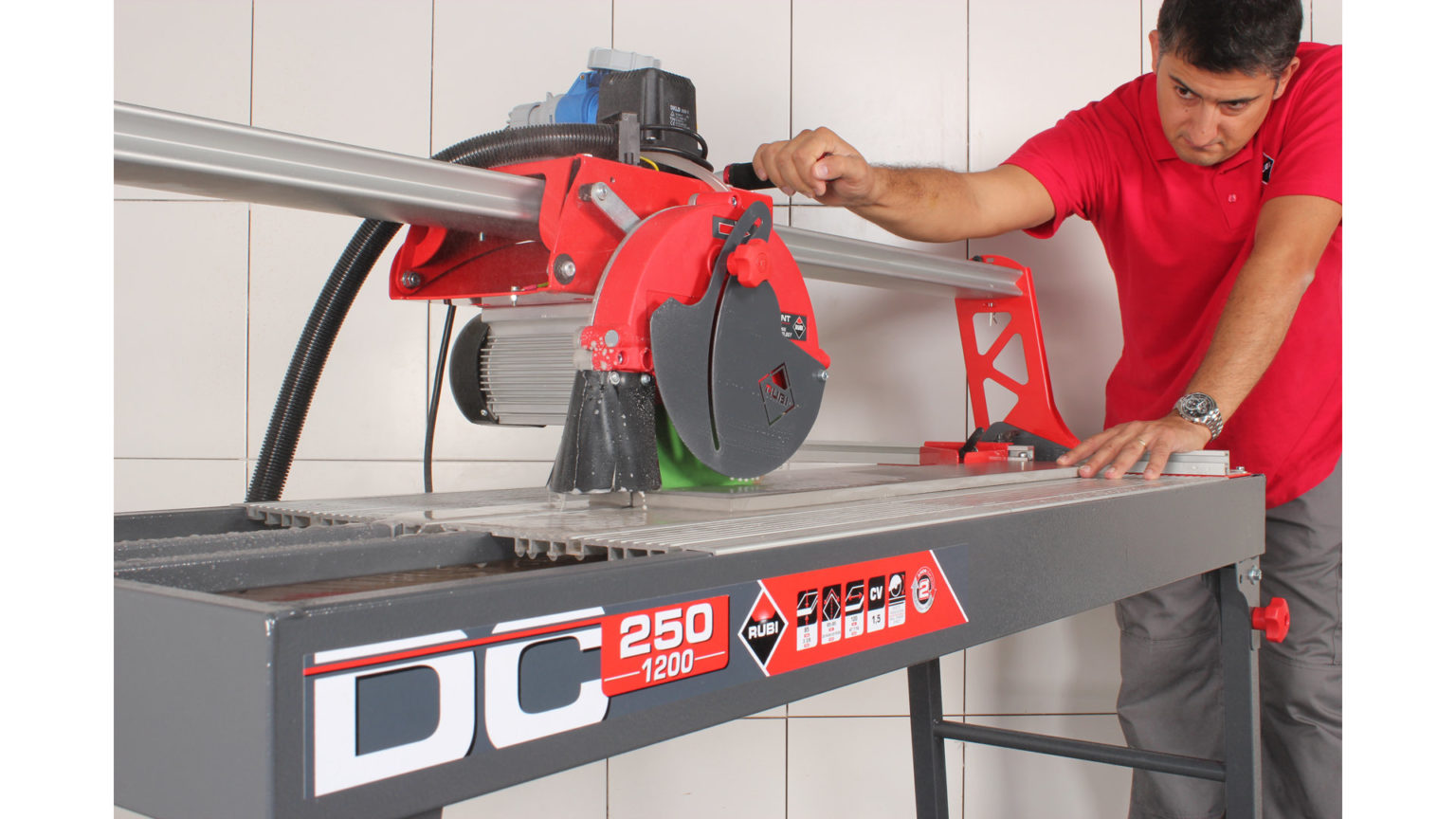Electric Tile Cutter (Overhead Rail) DC250 1200 / 110v • Wellers Hire