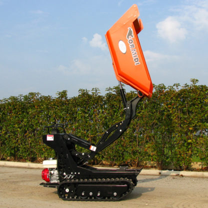 Skip Loader / Dumper (500kg Tracked) Raised Right Side