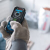 Bosch 50m Laser Measure - Button Interface Clear view of the rubberized keypad and function buttons on a Bosch 50m laser measure.