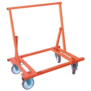 Mondelin 900kg Board Trolley – Tool Hire Product View Heavy-duty orange Mondelin 900kg capacity wheeled board trolley with steel A-frame, available for tool hire from Weller Hire.