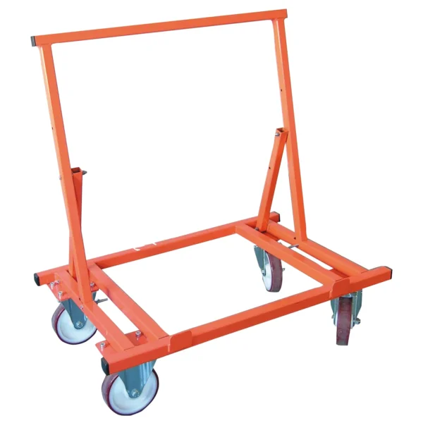 Mondelin 900kg Board Trolley – Tool Hire Product View Heavy-duty orange Mondelin 900kg capacity wheeled board trolley with steel A-frame, available for tool hire from Weller Hire.